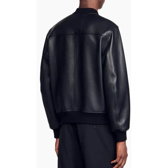 Sandro Paris Monaco Black Leather Jacket Rare brand NWT Size Small. Mens